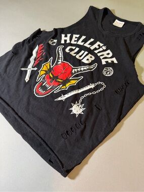 Stranger Things Hellfire Club Distressed & Ripped Sleeveless Top
